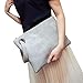 Hunputa Women Leather Handbag Clutch Evening Bag Simple Retro Envelope Package (Gray)