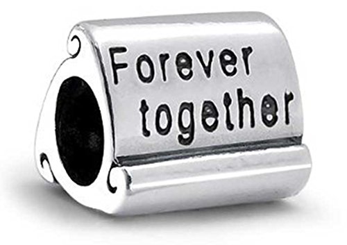 Charm Bracciale Argento 925 "Insieme Per Sempre" | Perlina Cuore Rosso Smalto | Regalo Di Coppia