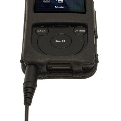 iGadgitz Black Genuine Leather Flip Case Cover for Sony Walkman NWZ-E473 NWZ-E474 NWZ-E574 NWZ-E575 E Series Video MP3 Player 4gb 8gb 16gb (NWZ-E474B, NWZ-E574B, NWZ-E575B, NWZ-E473K) - Thumbnail 6