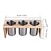 IMEEA Silverware Caddy Flatware Holder Stainless Steel Utensil Caddy Organizer with Wood Base for Countertop Parties Kitchen
