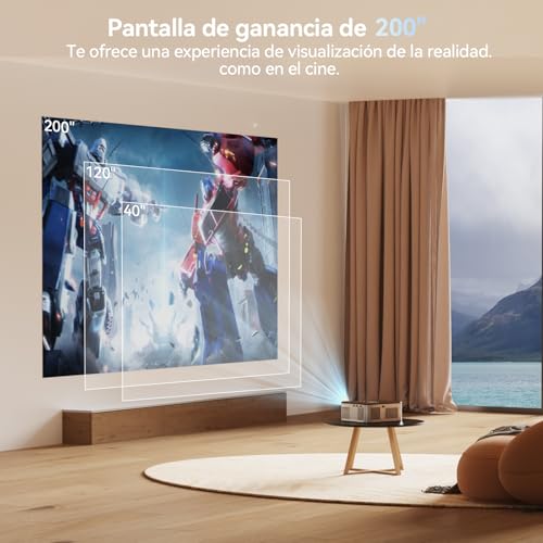 Bettdow Proyector 4k 1080P Full HD, 16000lm 500 ANSI Lúmenes, Auto Enfoque Corrección Trapezoidal 4D, Android TV 9.0, WiFi 5G, Bluetooth 5.0 para Cine en Casa, AC1036
