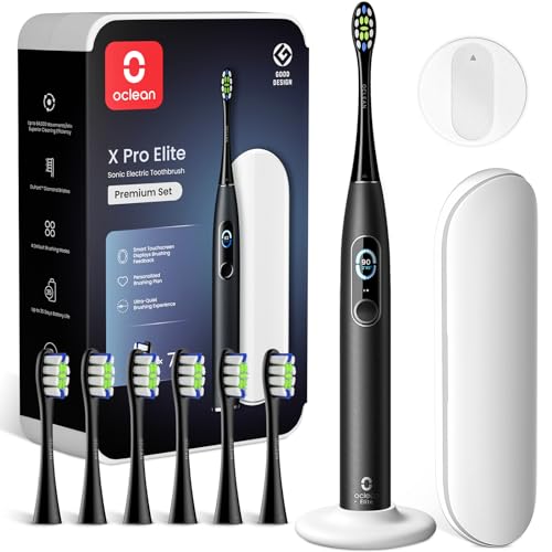 Oclean Elektrische Zahnbürste X Series Pro Elite Gift Set mit 7 Bürstenköpfe & Wandhalterung & Reiseetui, Schallzahnbürste mit Touchscreen, Sonic Electric Toothbrush mit Timer,Tiefschwarz thumbnail 1