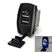 12V Blue LED Dual USB Charger Socket Backlit Rocker Fast Charging Switch for Polaris RZR Ranger 900 1000 Can Am Spyder Truck Nissan Toyota Boat USB Charge