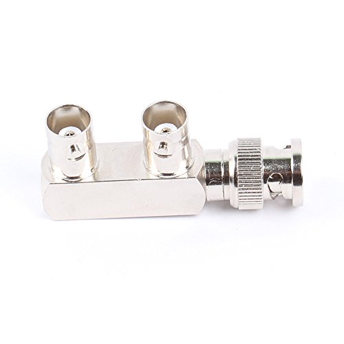 2-Pack BNC Male to Dual 2 BNC Female Connector F Type 3 Way Audio RF Coax Adapter Video Adapter Splitter