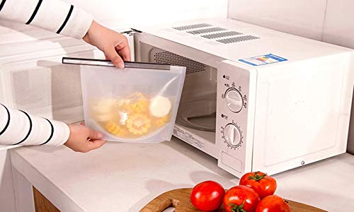 Reusable Silicone Food Storage Bags Set 4 Medium 3 Large | Sandwich, Sous Vide, Liquid, Snack, Lunch, Fruit | FDA, Keep Food Hot or Cold Airtight Zip