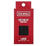Laceez Kids No Tie Shoelaces - Black (Med: Kids Shoe 12 to 13) Flat Elastic Laces by the Size - Best No Tie Shoelace in Quality and Style - For Casual Athletic Lifestyle Shoes - For All Kids Sneakers