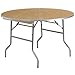 Flash Furniture Fielder 4-Foot Round HEAVY DUTY Birchwood Folding Banquet Table with METAL Edges, Natural