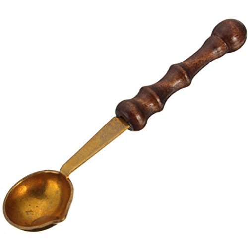 Botrong Vintage Wood Handle Anti-hot Stamp Seal Sealing Wax Brass Spoon - Random Color