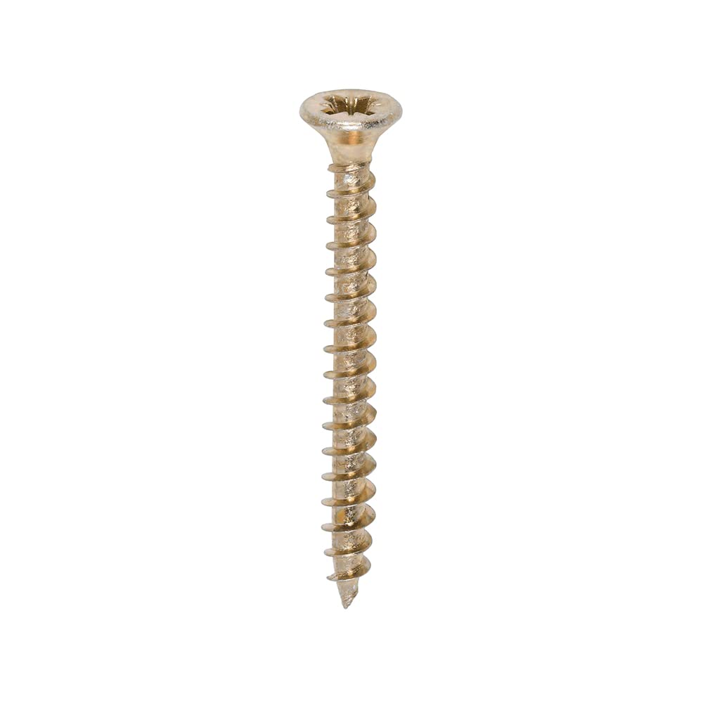 TIMCO Solo Chipboard & Woodscrews - Gold - 4.5 x 45 - Box of 200 - A single thread woodscrew mainly used in various types of timber and man-made boards or into masonry with the use of plastic plug