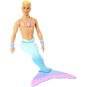 ​Barbie Dreamtopia Merman Doll, approx. 12-inch with Blue Rainbow Tail and Blonde Hair, for 3 to 7 Year Olds
