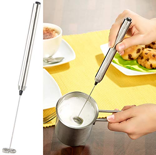Rosenstein & Söhne Milchaufschaeumer: 2 Milchaufschäumer-Sticks mit Edelstahl-Gehäuse, Spiralquirl, à 24 mm (Elektrische Milchaufschäumer, Hand, Camping) – Bild 6