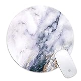 Mouse Pad,Galdas Classic White Marble Customized Mousepad Round Rubber Base Cloth Mouse Pads for Computers Laptop (Updated Version)