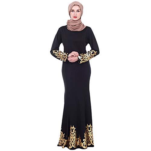 slim fit dress slacks Ottoman Islamic Black Gold Embellished A Line Hijab Henna Party Gown
