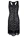 Vijiv Women's 1920s Gastby Sequined Embellished Fringed Paisley Flapper Dress,Glam Pure Black,Large