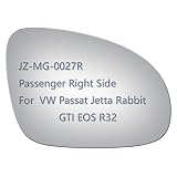 JZPOWER Side Mirror Glass for Volkswagen VW Passat Jetta Rabbit GTI Eos R32, Passenger Right Side RH Replacement Rearview Convex Glass, Non Heated Including Adhesive