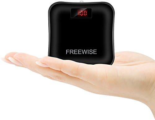 Power Bank Compact Small 3x3” with Big Capacity 10,000mAh by FREEWISE, Powers Bluetooth Speakers, Smart Phone. Ultra Portable, 2 USB Output Ports, Small Light, Suede Surface (Black)
