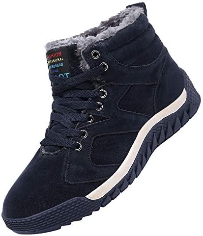 Winter Snow Boots Mens Warm Fur Lined Ankle Shoes Outdoor Walking Hiking Shoes High Rise Anti Slip Sneakers