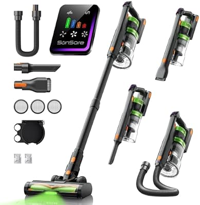 Aspirador sem fios 600W/50KPA/65Min (Eco), aspirador sem fios de 1,8L com mangueira 1M, aromaterapia, luz LED verde, ecrã LED inteligente, para pelos de animais, carpetes, pisos, carro