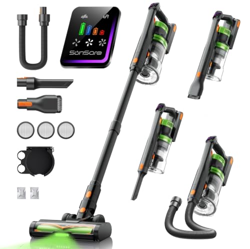 Aspiradora sin Cable 600W/50KPA/65Min (Eco), 1.8L Aspirador Sin Cable con Manguera de 1M, Aromaterapia, Luz LED Verde, Pantalla LED Inteligente, para Pelo de Mascotas, Alfombras, Pisos, Coche