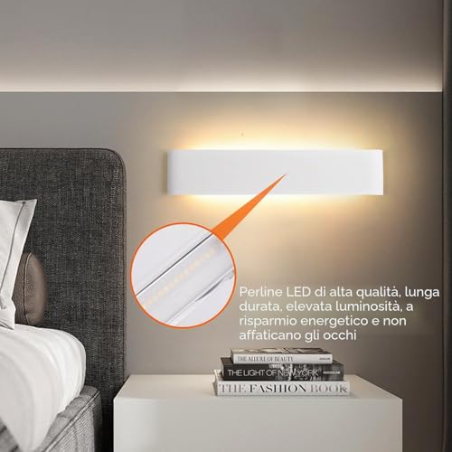 FUPE Indoor Wall Light 18W, 4 Pieces LED Wall Light for Indoor, 3 Colors Up and Down Wall Light, Modern Aluminium LED Wall Lights for Living Room, Bedroom