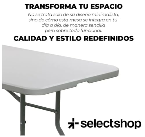 SELECTSHOP Mesa Plegable 2.40 Metros Comedor para Jardin Plegable De Plastico Resistente Tipo Portafolio Mesa de Trabajo Multiusos Comedor Grande para Jardin