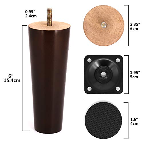 Furniture Legs, 6 Inch Walnut Sofa Legs, MidCentury Furniture Legs