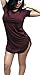 Hqclothingbox Women's Short Sleeve Slim Mini Tee shirt Dress XX-Large Wine Red