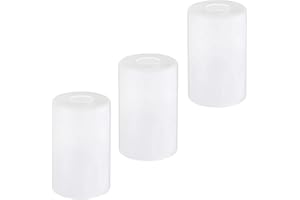 3 Pack White Frosted Glass Shade Covers, Cylinder Glass Lamp Shade Replacements for Light Fixtures, 1-5/8 Inch Fitter Globes 