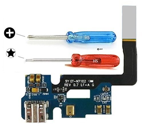 MMOBIEL Dock Connector for Samsung Galaxy Note 2 N7100 USB flexcable with Adhesive Underside incl. 2 x Screwdriver for Easy Installation