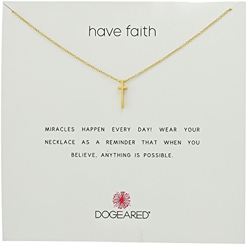 Dogeared Reminder Have Faith, Long Cross Gold Chain Necklace, 16" + 2" Extender