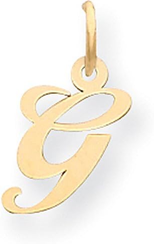 14k Yellow Gold Cursive Script Initial Pendant - Letter G - Yellow Gold