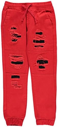 Kroix Big Boys' "Twill-Backed" Jogger Pants - red/black, 14-16