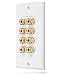 Fosmon (Quad Speaker) Home Theater Wall Plate - Premium Quality Gold Plated Copper Banana Binding Post Coupler Type Audio Wall Plate for 4 Speakers (White) primary