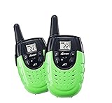 LUITON A7 Mini Durable Walkie Talkie Toy Gift for kids Long Distance Two-Way Ham Radio with Rechargable Lithium Battery Interphone for Outdoor Activities (Green)（Pair）