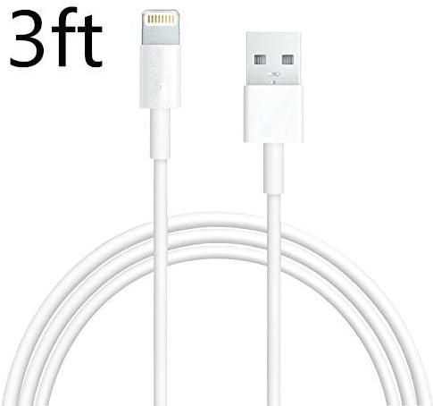 Red Gem 3FT 8 Pin Lightning to USB Data Cable Sync and Charging Cord Wire for iPhone 6s plus, 6s, 6 plus, 6, 5s, 5c, 5, iPad Air, iPad Mini, iPod Touch(White) (1-Pack)