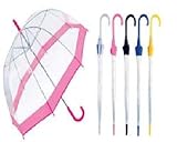 Rainbrace Transparent Bubble Umbrella Auto Open, Fashion Dome Shape with Color Trim