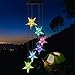 Color Changing Wind Chime Blue Star LED Wind Chime Wind Mobile Portable Waterproof Outdoor Decorative Romantic Wind Bell Light for Patio Yard Garden Home