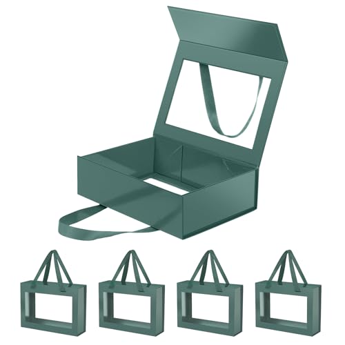 Green Gift Boxes with Windows