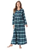 Only Necessities Women's Plus Size Petite Flannel Snap-Front Lounger