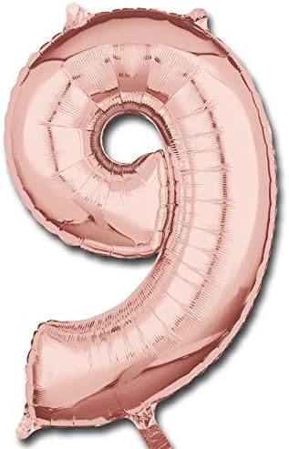Amscan 3660401 Mid Size Number 9 Rose Gold, Rose Gold 15'', Large