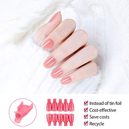 Nail Polish Remover Clips, 100 Pcs Acrylic Nail Clips Caps for Remover Cleaner Clip Caps Tool IRCHLYN (10 Colors)