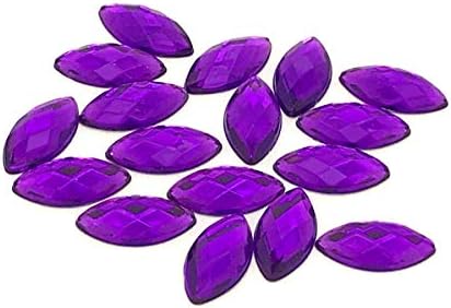 50 x Horse Eye Navette Shape, EIMASS® Acrylic Rhinestones, Embellishment, Craft (Amethyst Purple, 5x10mm)