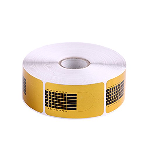 G2PLUS Nail Form Guide Stickers for Acrylic Nail Art Tips / Gel Nail Polish Extensions (1 Roll / 500 PCS - Gold)