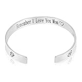 QTMY Remember I Love You Mom Forever and Always Cuff Bracelet Bangle Christmas Mother's Day Gift from Daughter (Titanium steel)