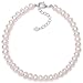 Aobei Pearl Cultured Freshwater Pearls Anklet 9 to 10 Inch White Pearl Beaded Jewelry with Lobster Clasp for Women