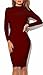 Dasbayla Women's See Through Long Sleeve Turtleneck Midi Pencil Dresses