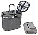 Picnic Basket for 2 Beautiful Insulated Tote Bag Kit Insulated Lunch Tote for Women & Men Picnic Backpack Camping Tableware Set and Waterproof Blanket | Aluminum Frame and Handle | Collapsible Cooler