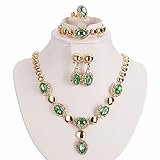 Moochi Gold Plated Zircon Stones Embedded Brass Necklace Earrings Jewelry Set