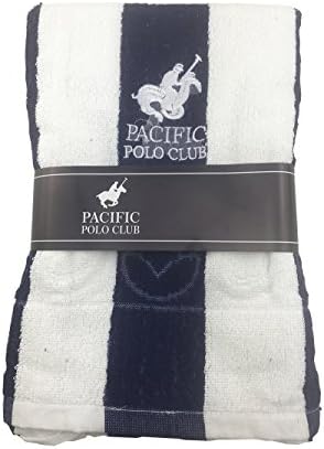 Pacific Polo Club 100% Cotton 30"X60" Hotel Cabana Pool Beach Stripped Towel (Navy White)