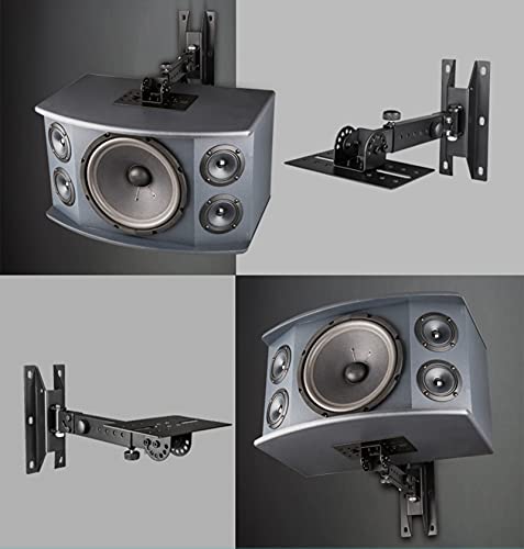 SPS-508 Speaker Wall Mount Stand, Rotatable Angle, Adjustable Swivel Tilt Speaker Mount Bracket, Home Surround Sound System 100 lbs Capacity (2 Packs, Black)